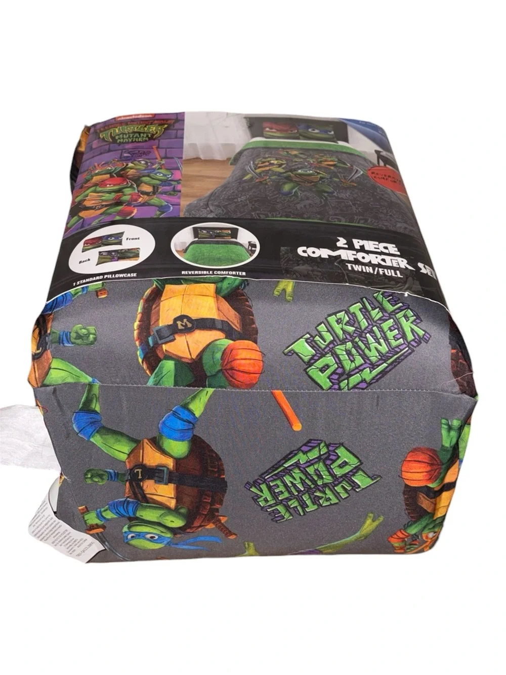 Teenage Mutant Ninja Turtles Kids 2 Piece Grey Reversible Set, Twin/Full